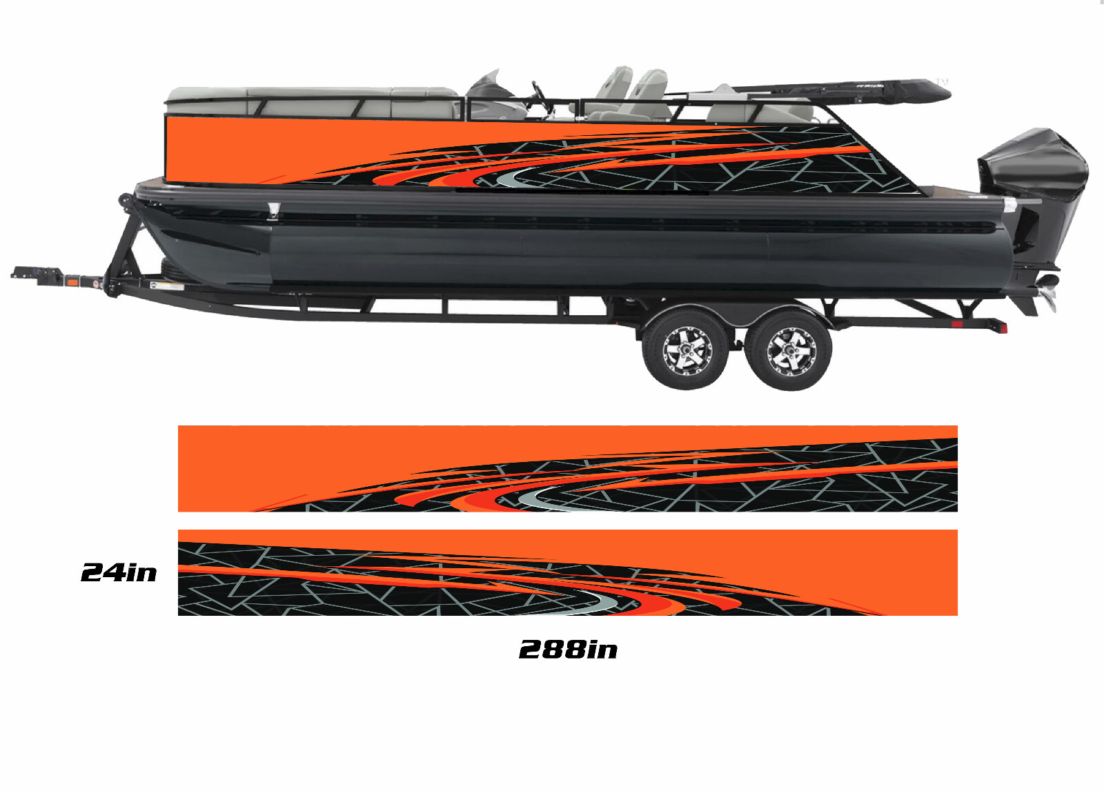 Silver Abstract Waves graphics kit on a Custom Pontoon Wraps