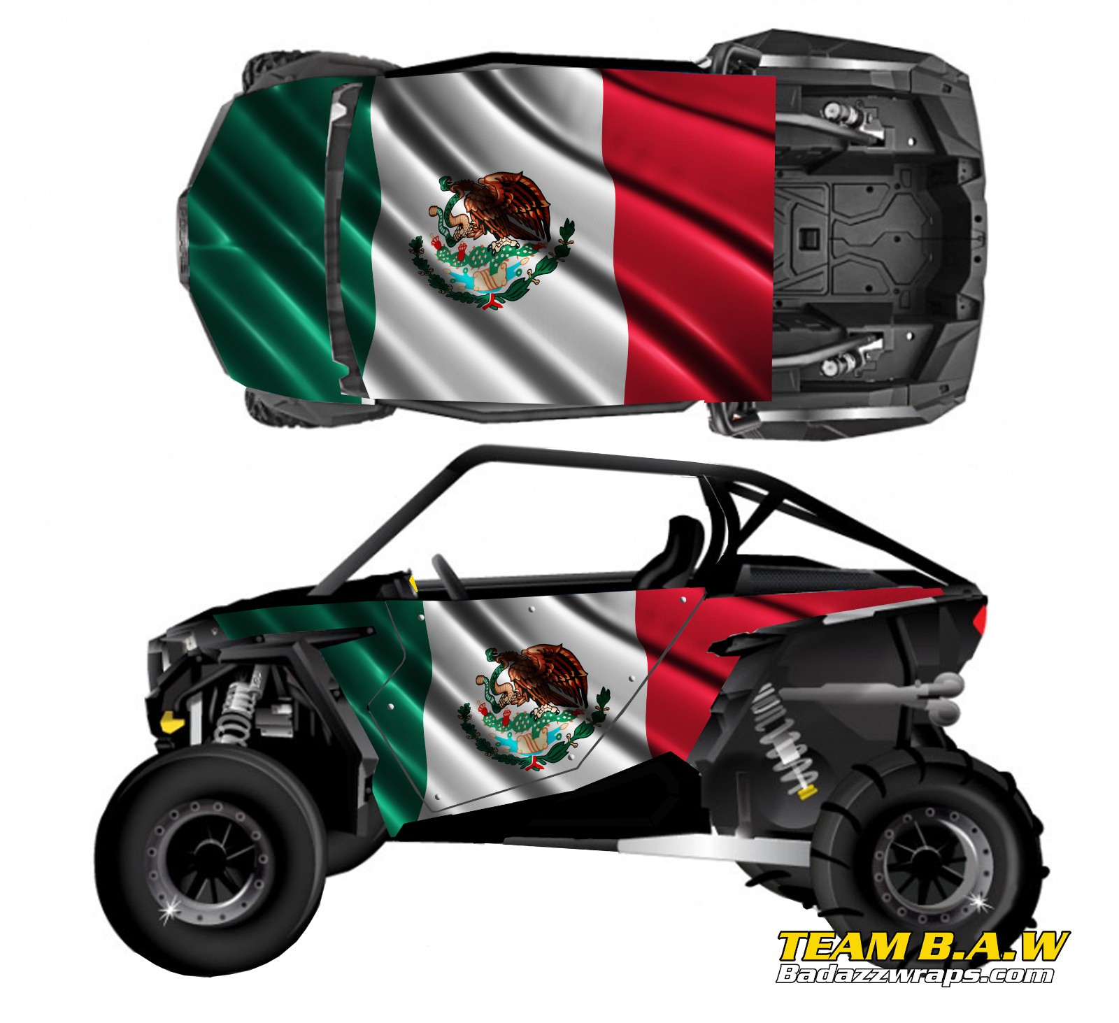 Mexican Flag graphics kit on a Polaris RZR