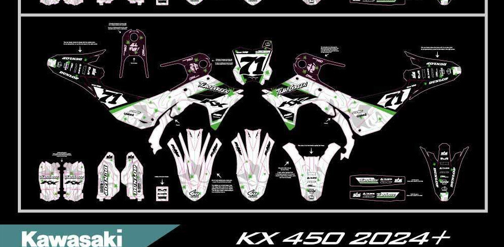 Dirt Bike graphics kit on a Kawasaki KX 450