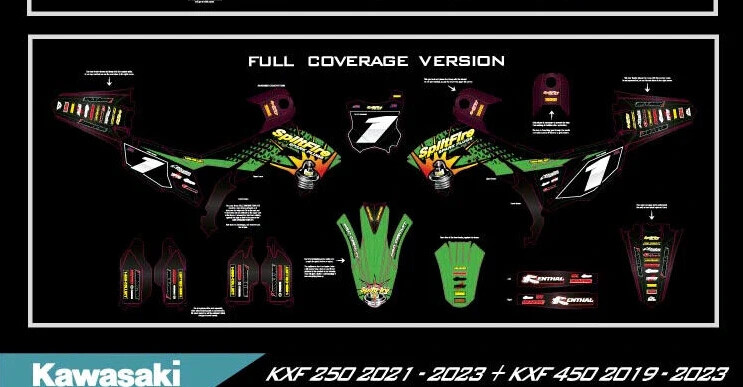 Dirt Bike Sand graphics kit on a Kawasaki KX 450