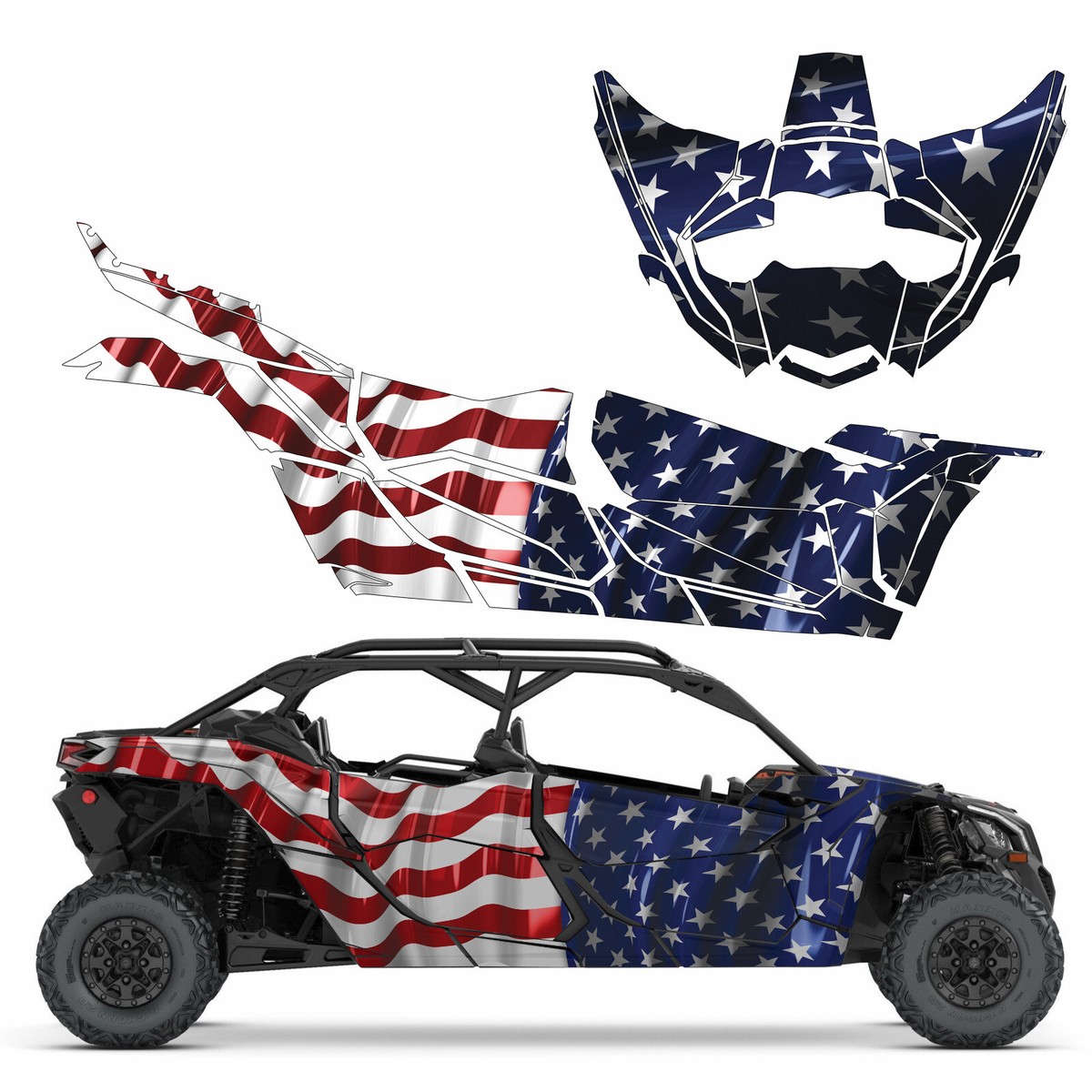 MAC 4 Flag 4th graphics kit on a Can-Am Maverick X3