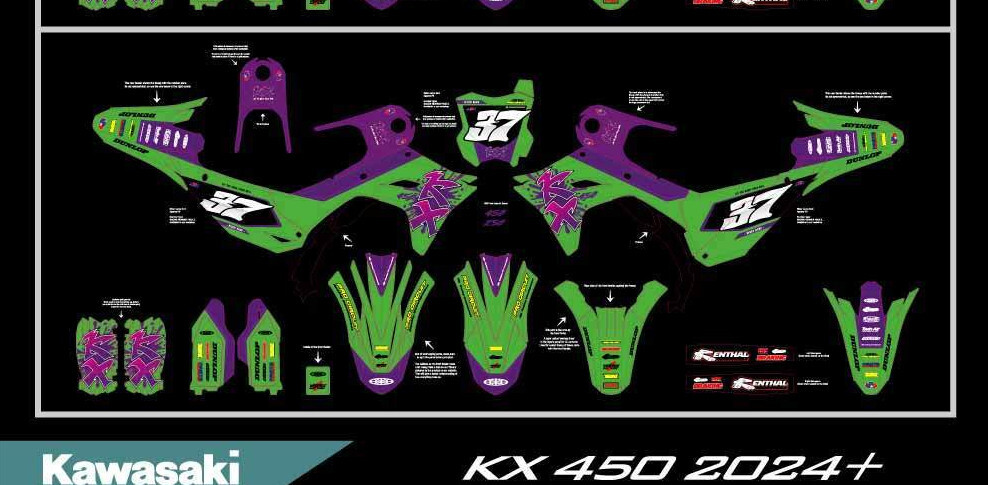 Custom graphics kit on a Kawasaki KX 450