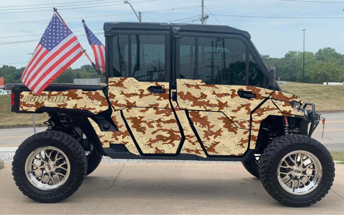 dessert brown graphics kit on a Can-Am Defender