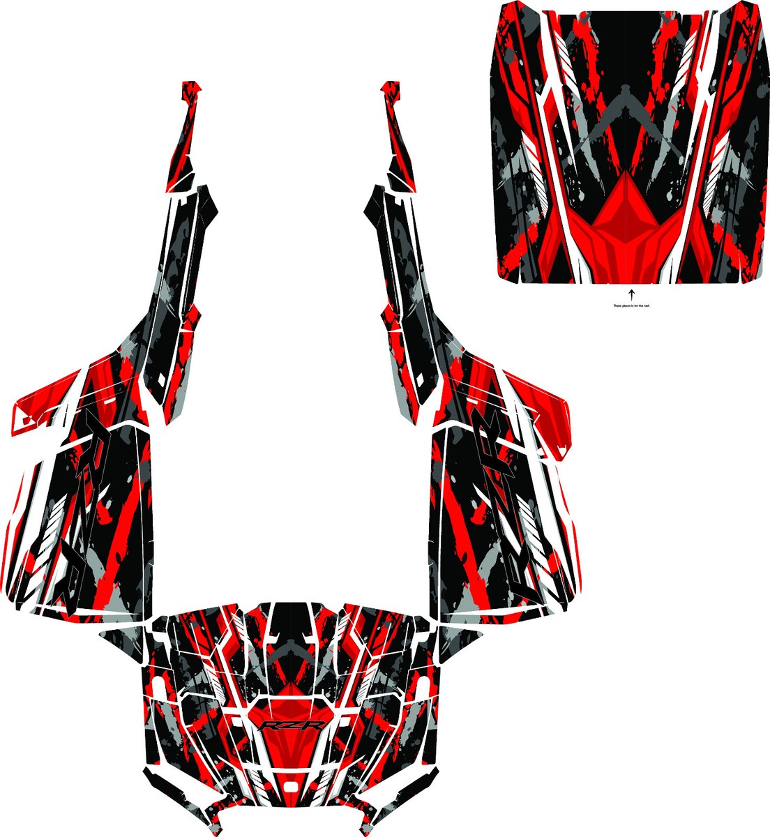 24+ UTV CUSTOM ROOF graphics kit on a Polaris RZR XP 1000