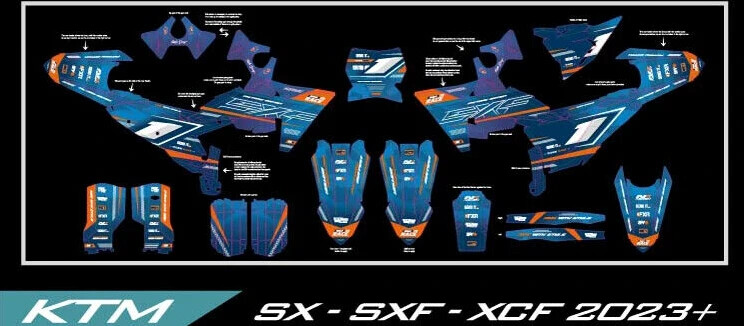 SX SXF XCF VALENCIA graphics kit on a KTM