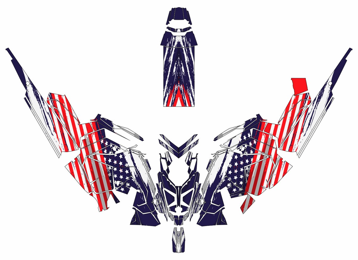 Grapfix KHAOS- A Flag graphics kit on a Polaris RMK