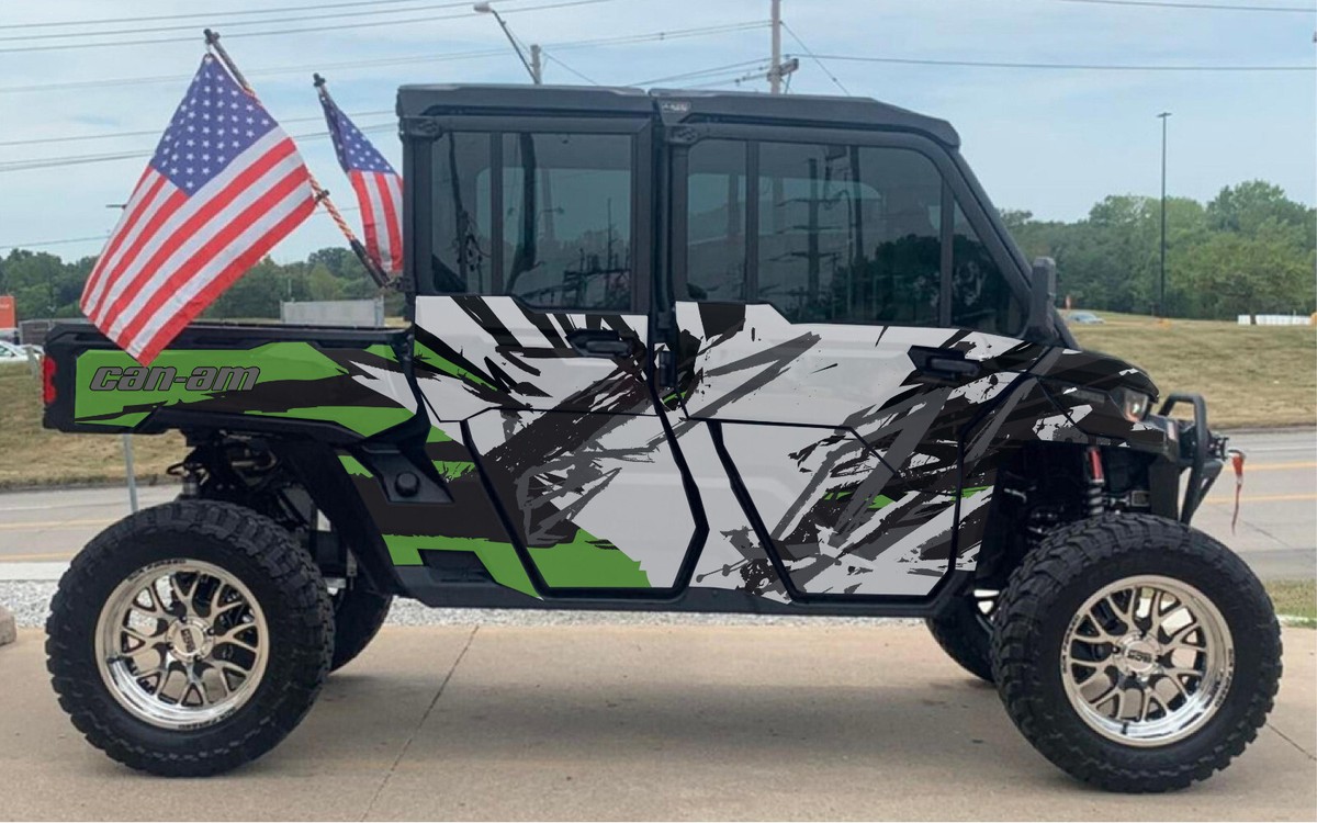 Black Camo - D 3 3 graphics kit on a Can-Am Defender