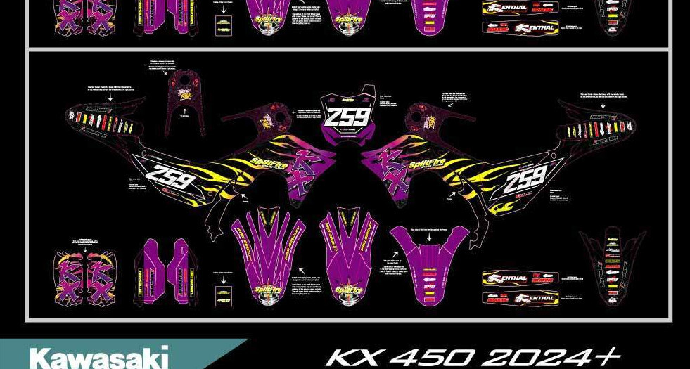 Custom graphics kit on a Kawasaki KX 450