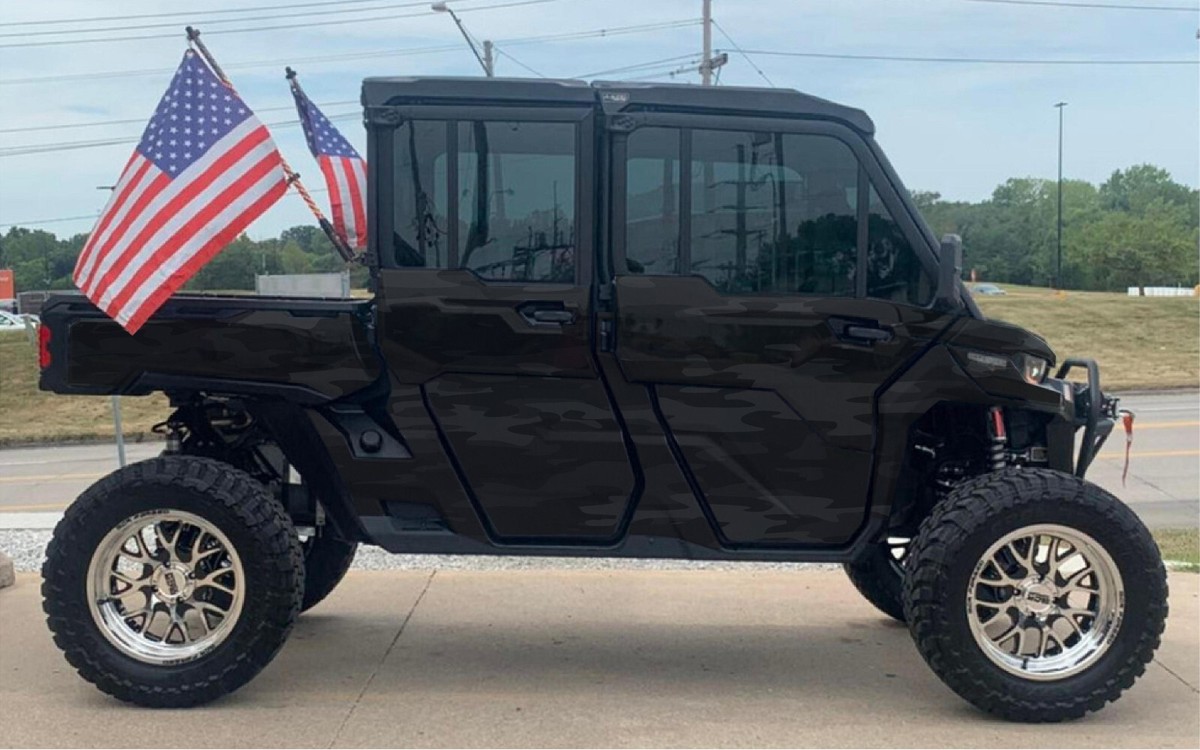 Black Camo graphics kit on a Can-Am Defender