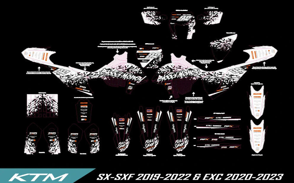 SX SXF XCF graphics kit on a KTM