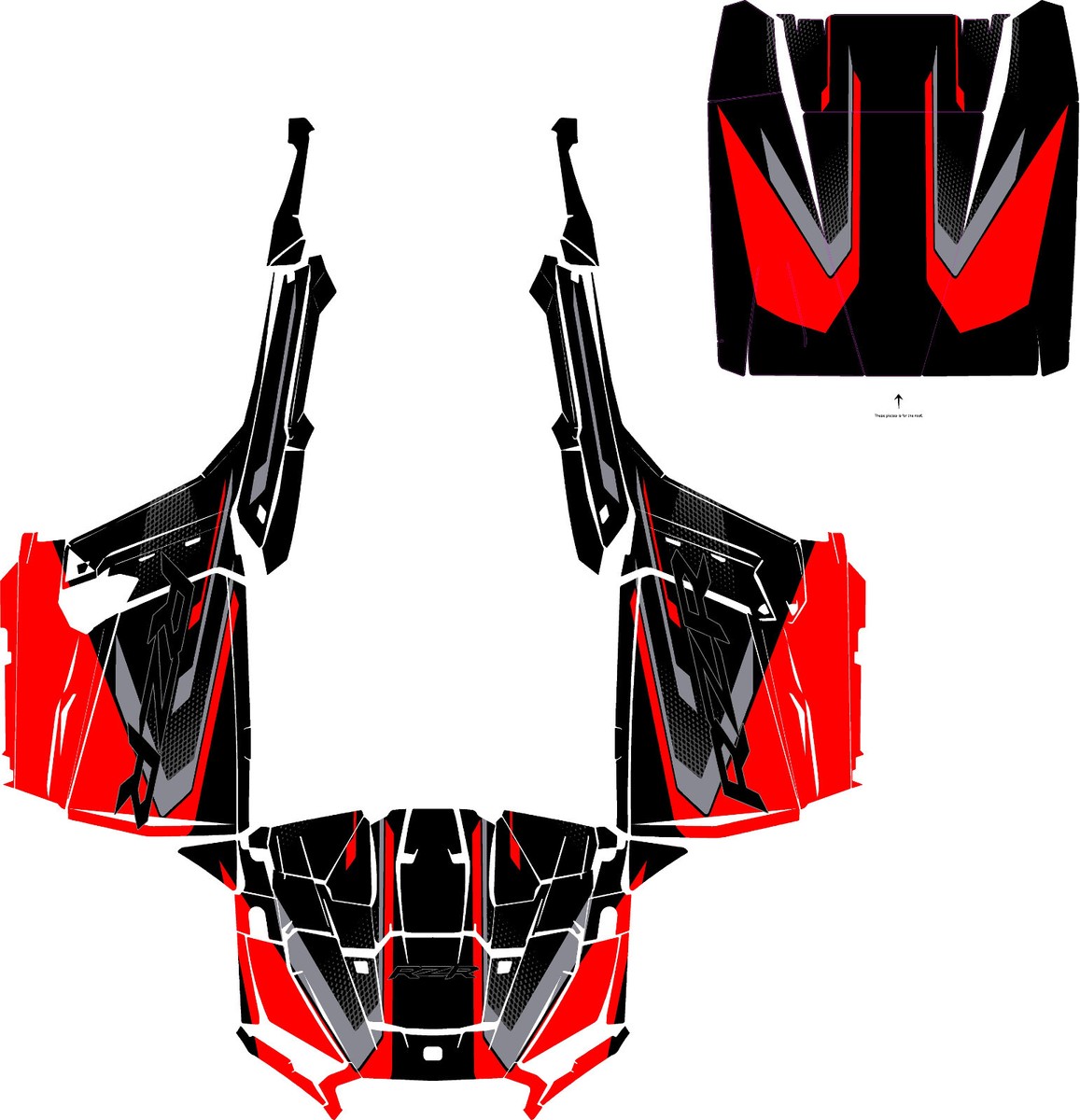 24+ UTV CUSTOM graphics kit on a Polaris RZR XP 1000