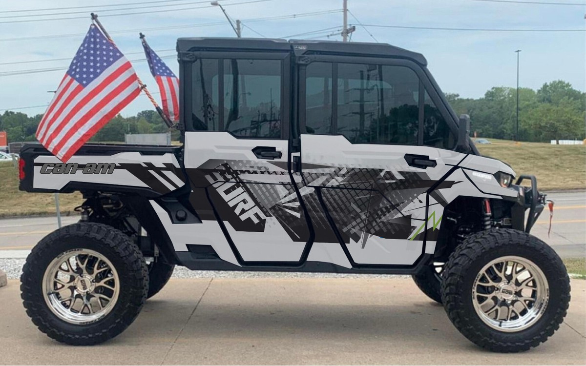 Black Camo - D 3 5 graphics kit on a Can-Am Defender