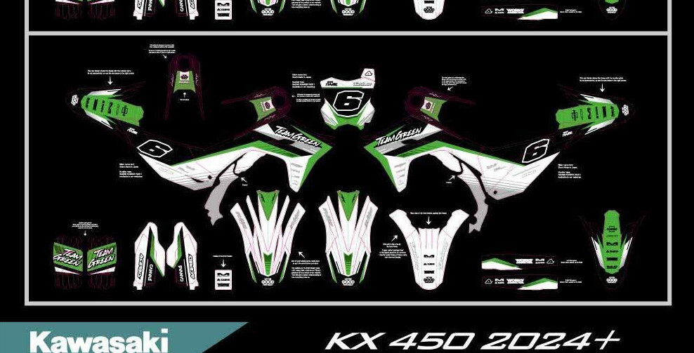 Custom graphics kit on a Kawasaki KX 450