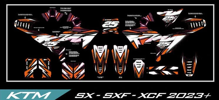 SX SXF XCF graphics kit on a KTM