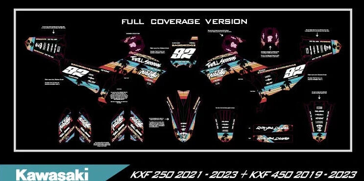 Custom graphics kit on a Kawasaki KX 450