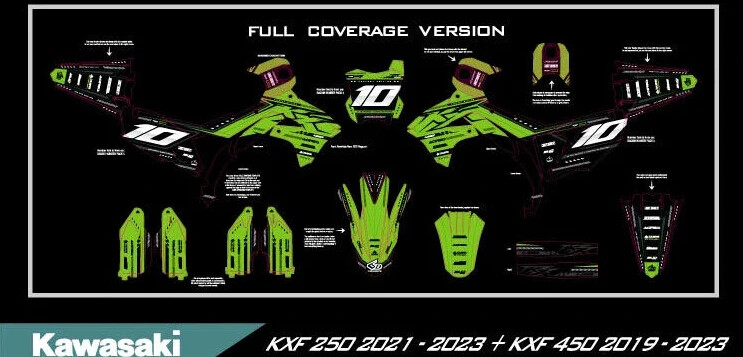 Custom graphics kit on a Kawasaki KX 450