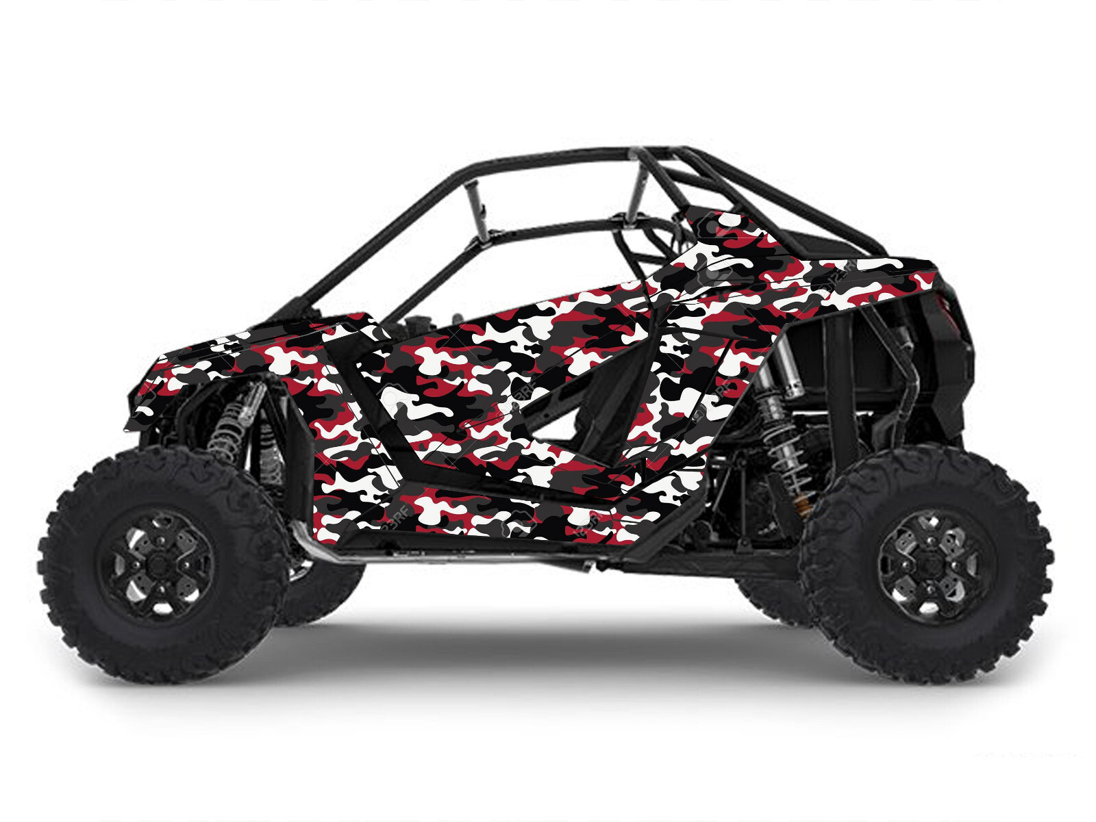 Grapfix Red Camo graphics kit on a Polaris RZR