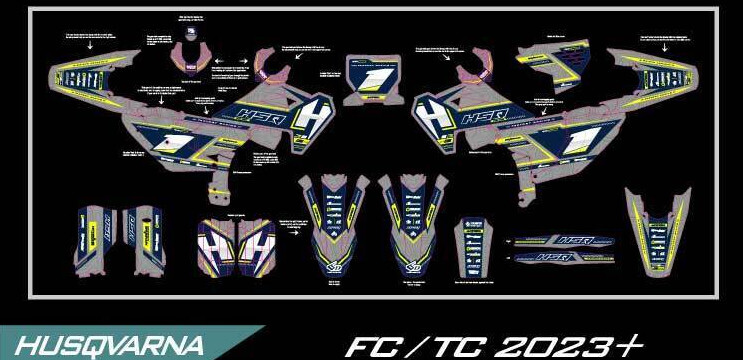 Custom graphics kit on a Husqvarna FC / TC / TE / FE
