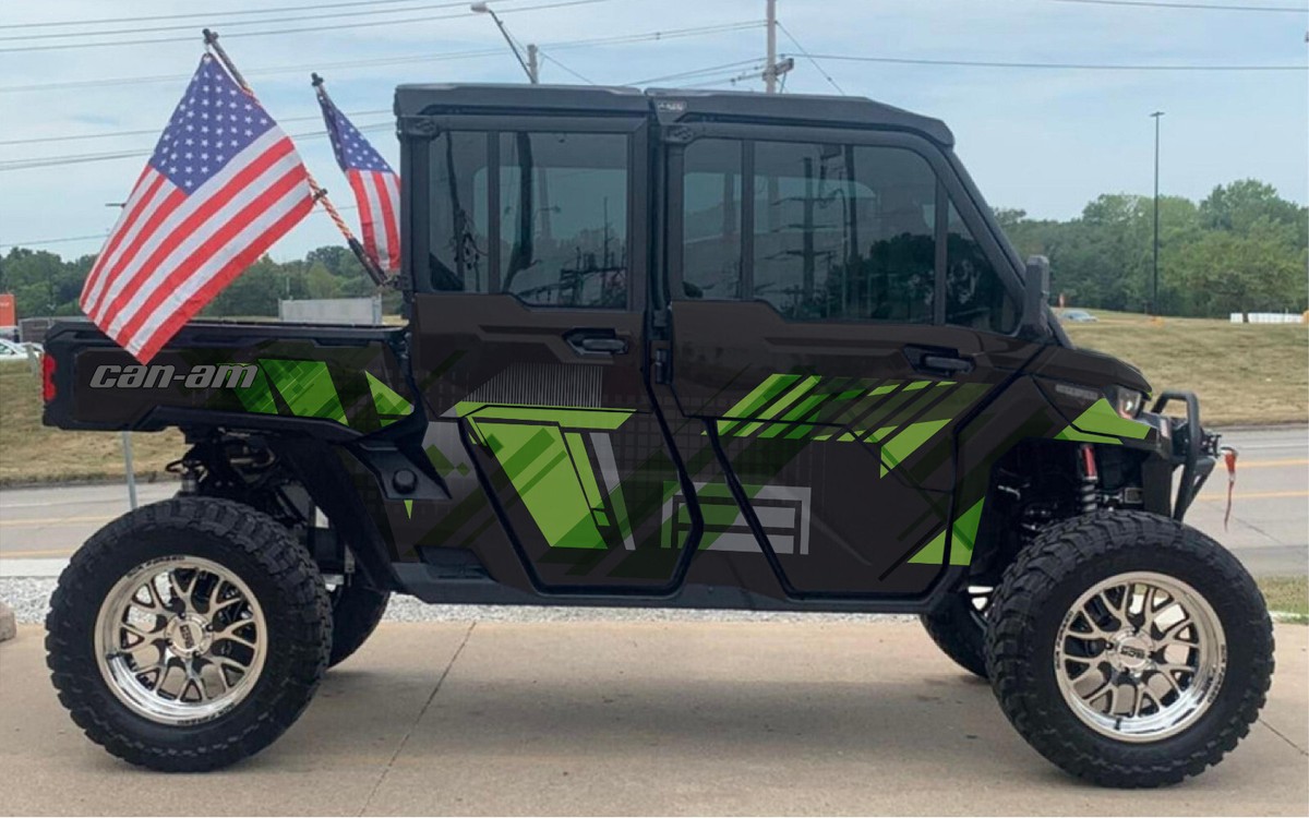 Black Camo - D 2 3 graphics kit on a Can-Am Defender
