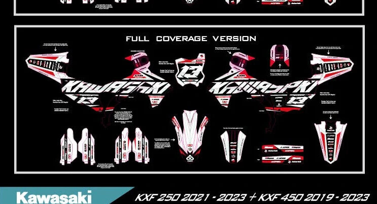 Custom graphics kit on a Kawasaki KX 450