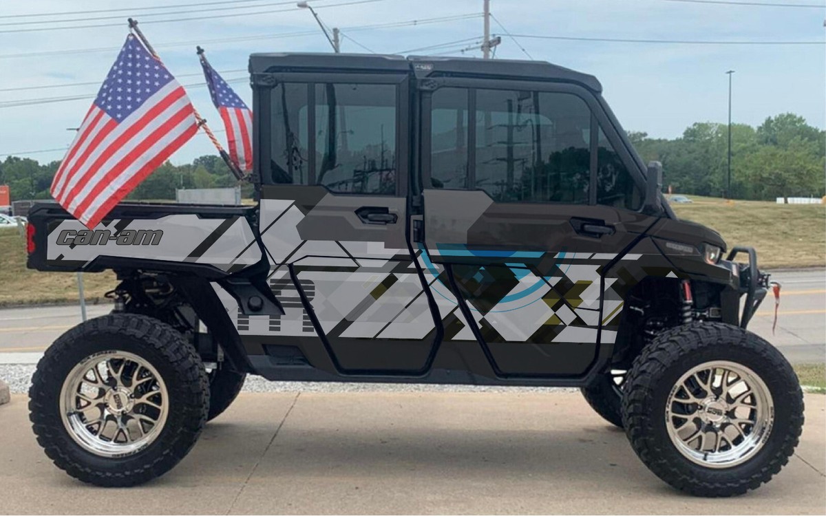 Black Camo - D 4 1 graphics kit on a Can-Am Defender