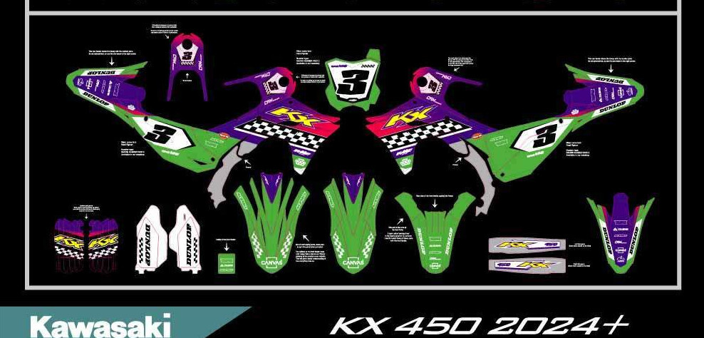 Custom graphics kit on a Kawasaki KX 450