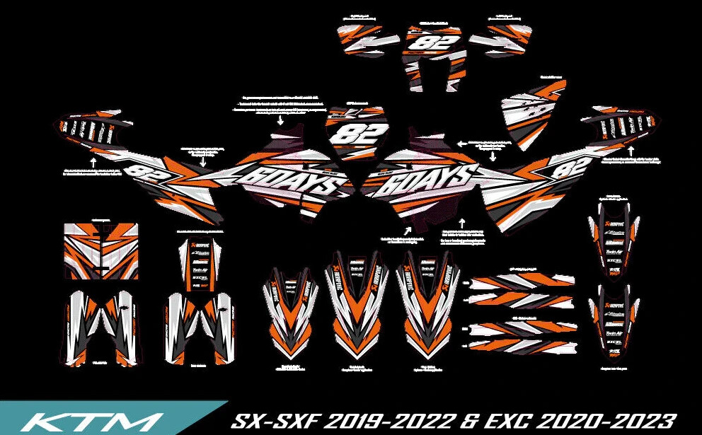 SX SXF XCF LYON graphics kit on a KTM