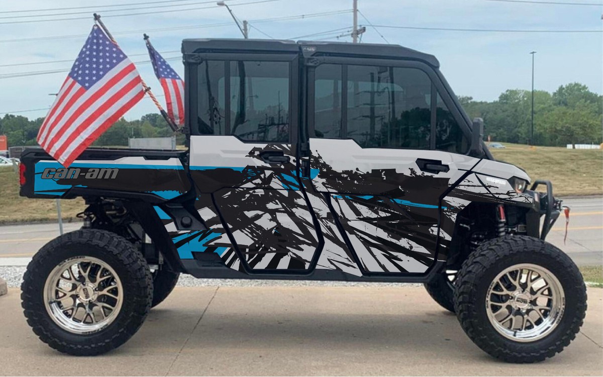 Black Camo - D 3 2 graphics kit on a Can-Am Defender