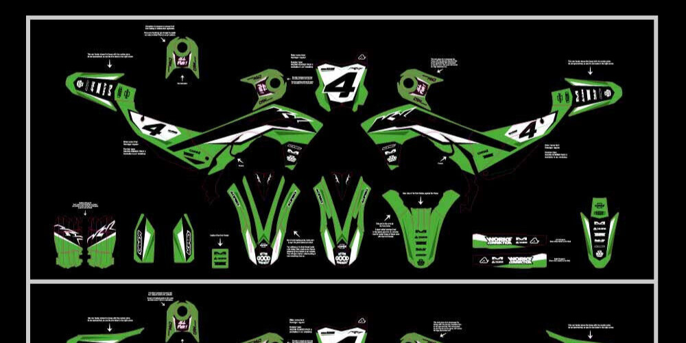 Custom graphics kit on a Kawasaki KX 450