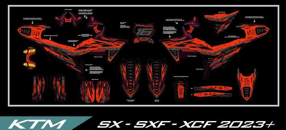 SX SXF XCF graphics kit on a KTM