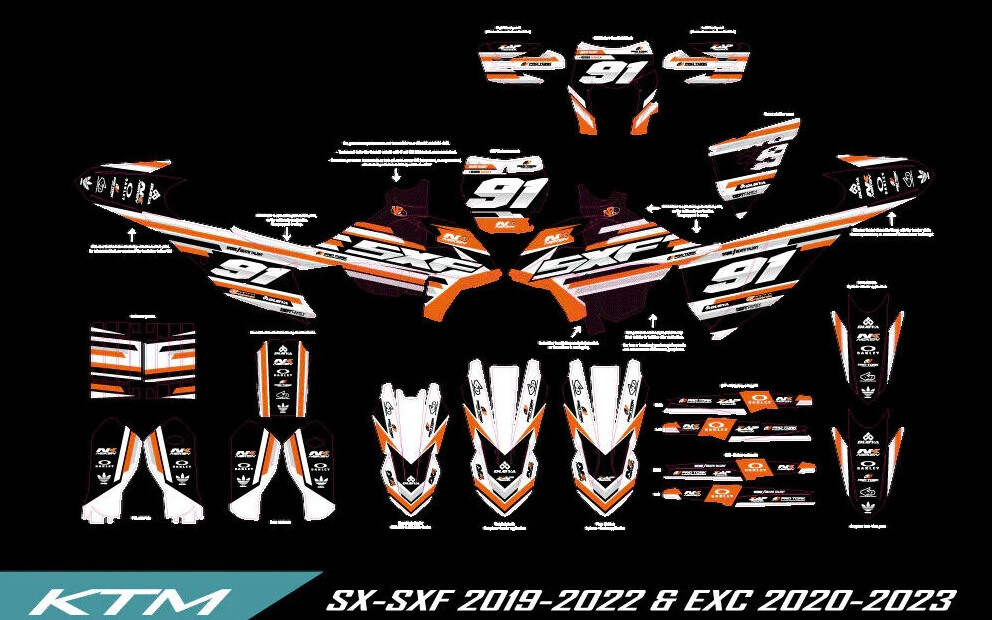 SX SXF XCF graphics kit on a KTM